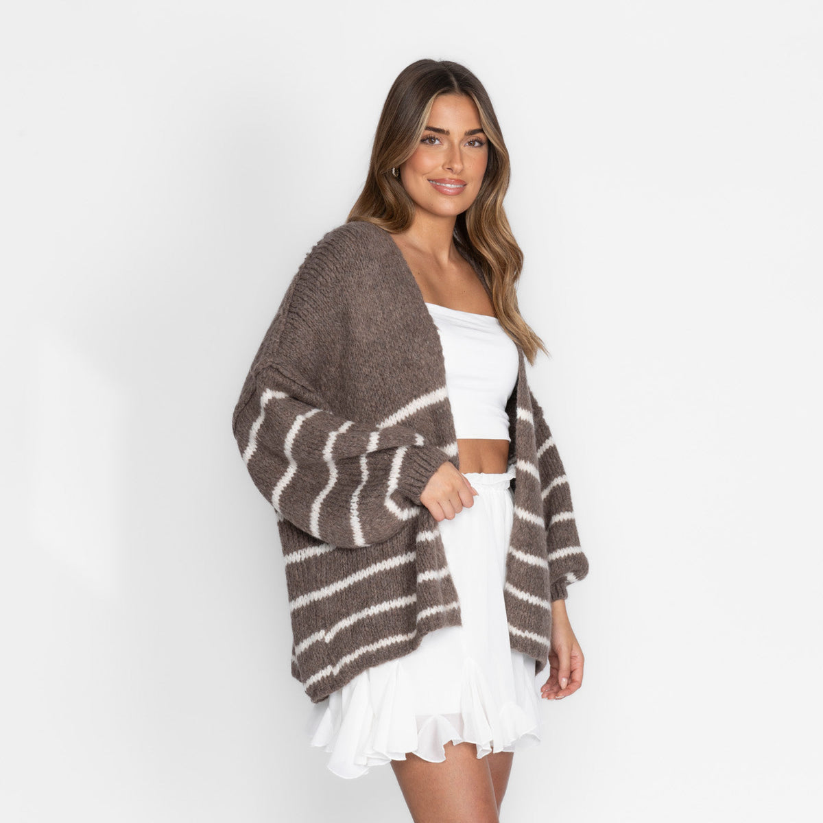 Cárdigan Oversize de Rayas Mangas Anchas Soraya
