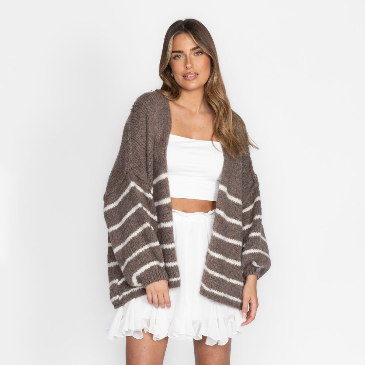 Cárdigan Oversize de Rayas Mangas Anchas Soraya