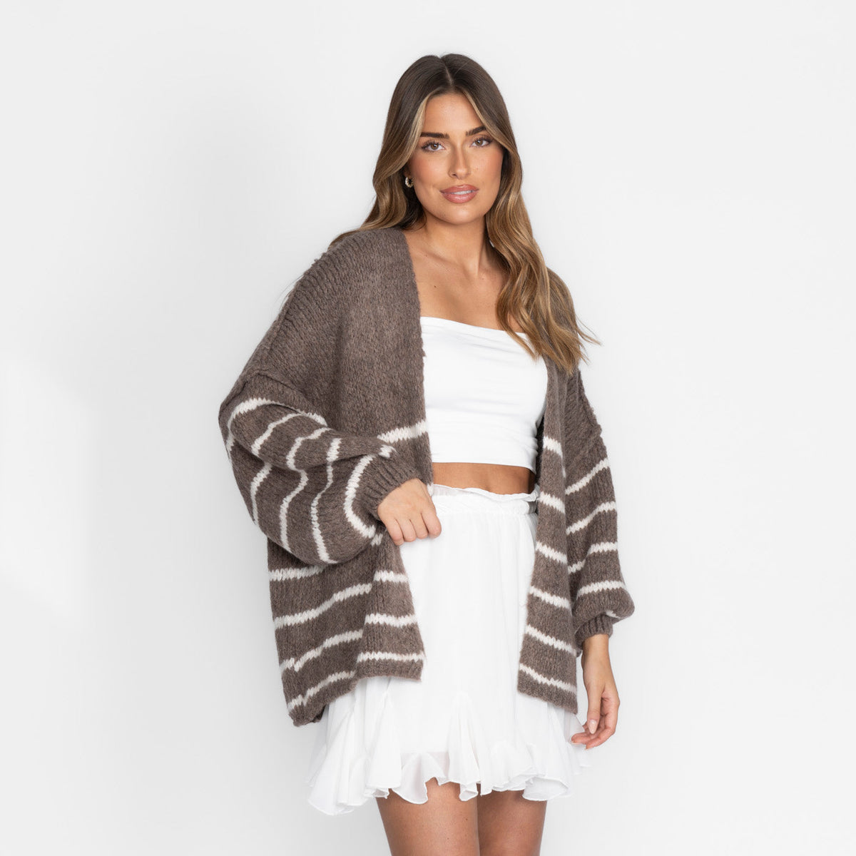Cárdigan Oversize de Rayas Mangas Anchas Soraya