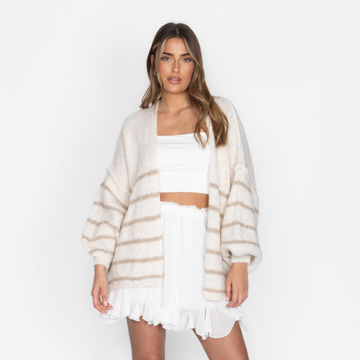 Cárdigan Oversize de Rayas Mangas Anchas Soraya