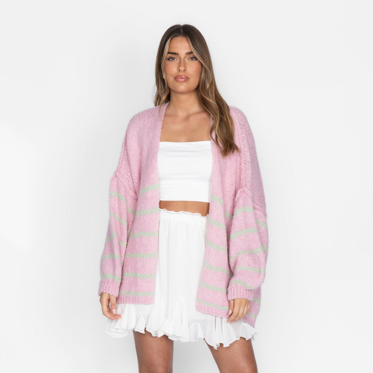 Cárdigan Oversize de Rayas Mangas Anchas Soraya
