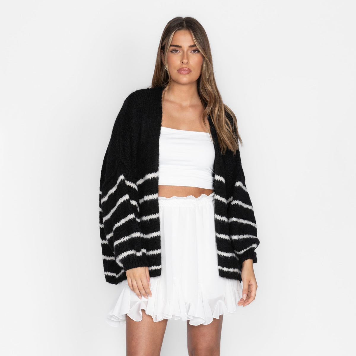 Cárdigan Oversize de Rayas Mangas Anchas Soraya