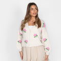 Cárdigan Oversize con Motivo de Rosas Azahara