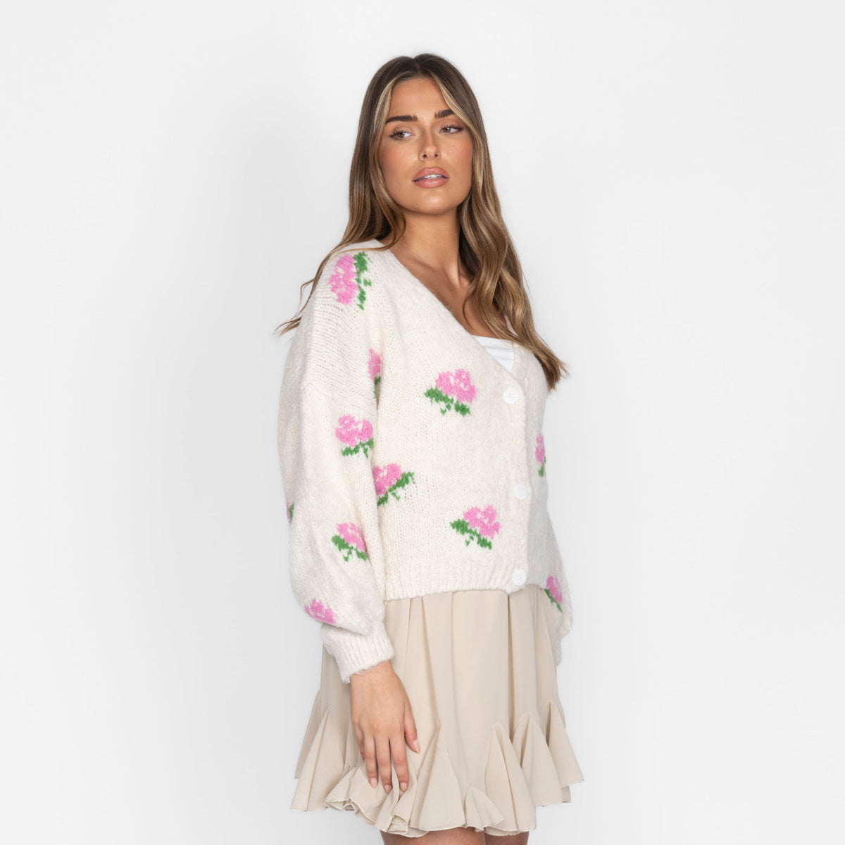 Cárdigan Oversize con Motivo de Rosas Azahara