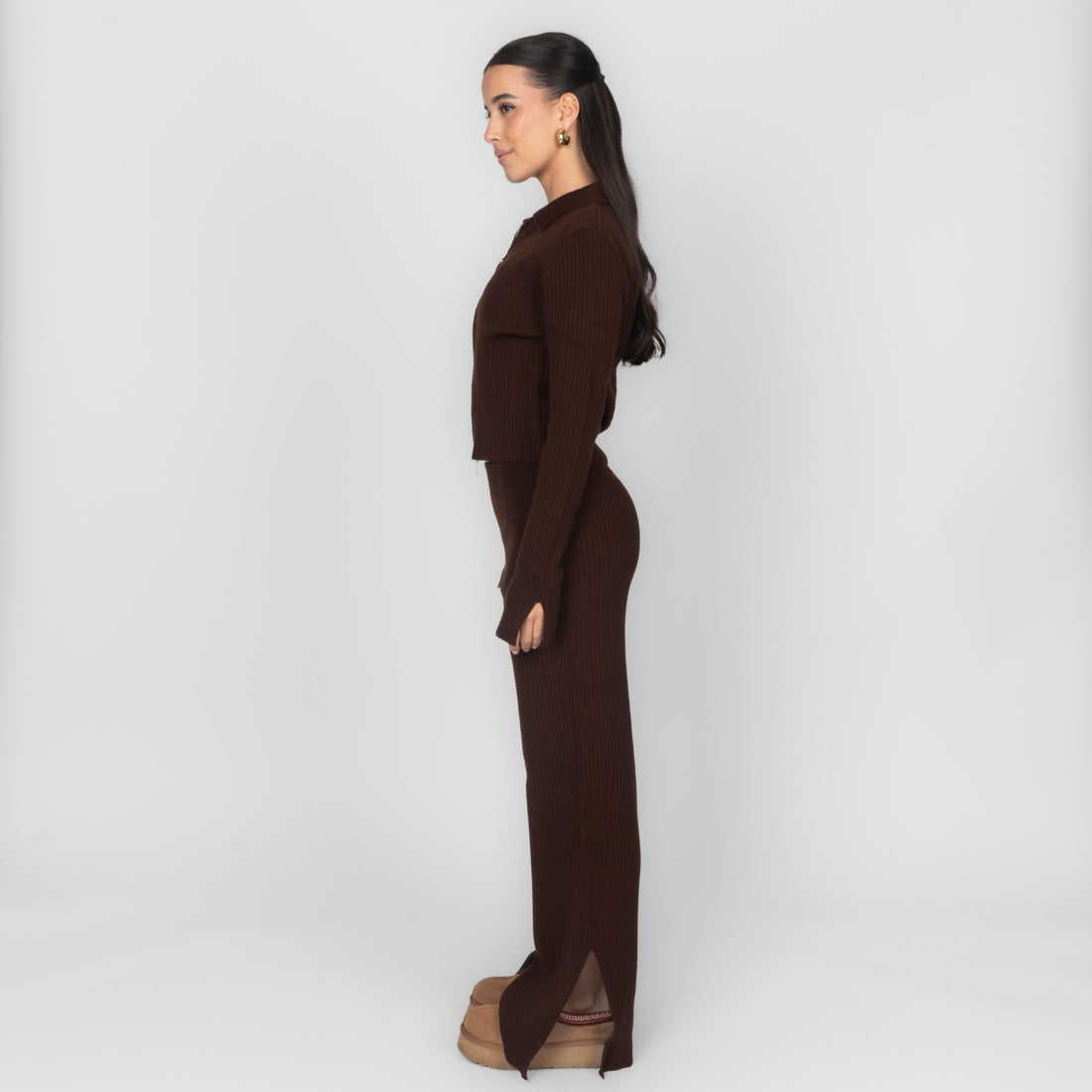 Conjunto Corto de Punto Acanalado Top y Pantalón Fabiola
