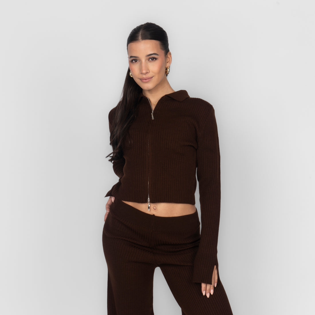 Conjunto Corto de Punto Acanalado Top y Pantalón Fabiola