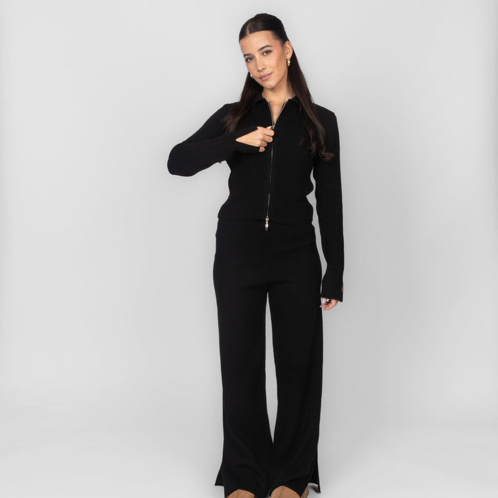 Conjunto Corto de Punto Acanalado Top y Pantalón Fabiola