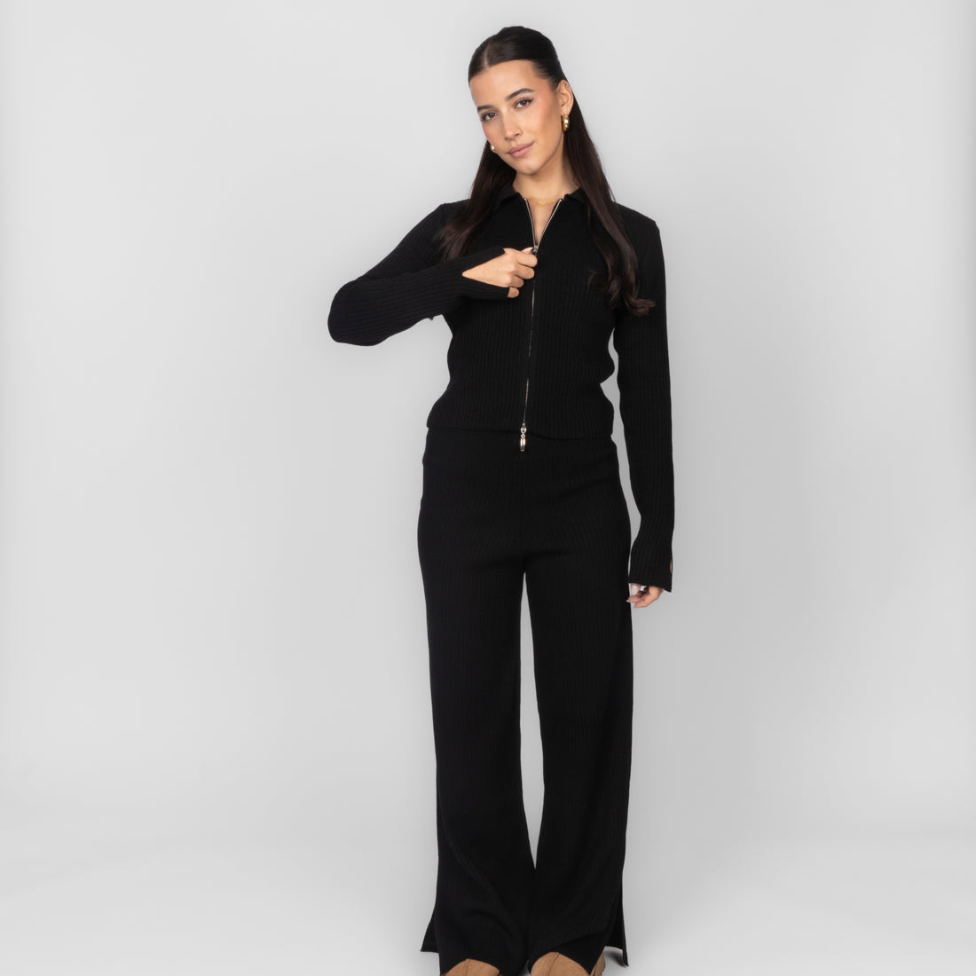 Conjunto Corto de Punto Acanalado Top y Pantalón Fabiola