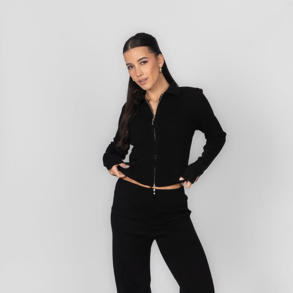 Conjunto Corto de Punto Acanalado Top y Pantalón Fabiola