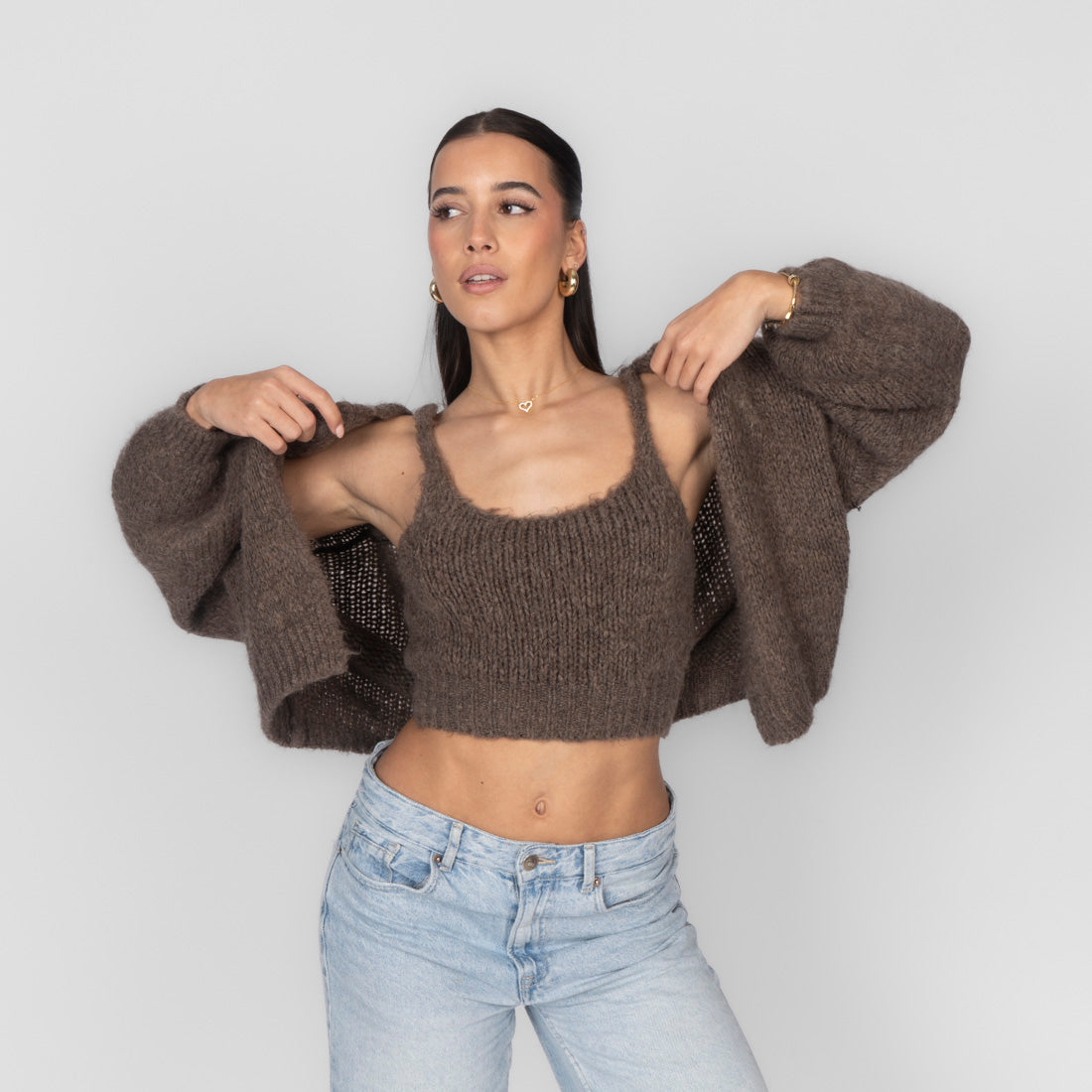 Conjunto de Punto Top Corto y Cárdigan Lara