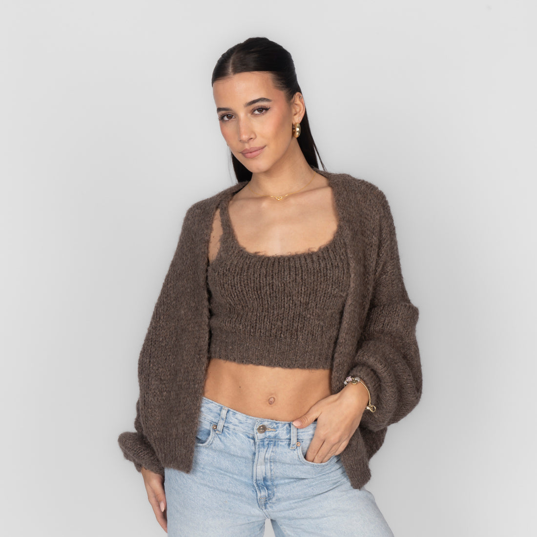 Conjunto de Punto Top Corto y Cárdigan Lara