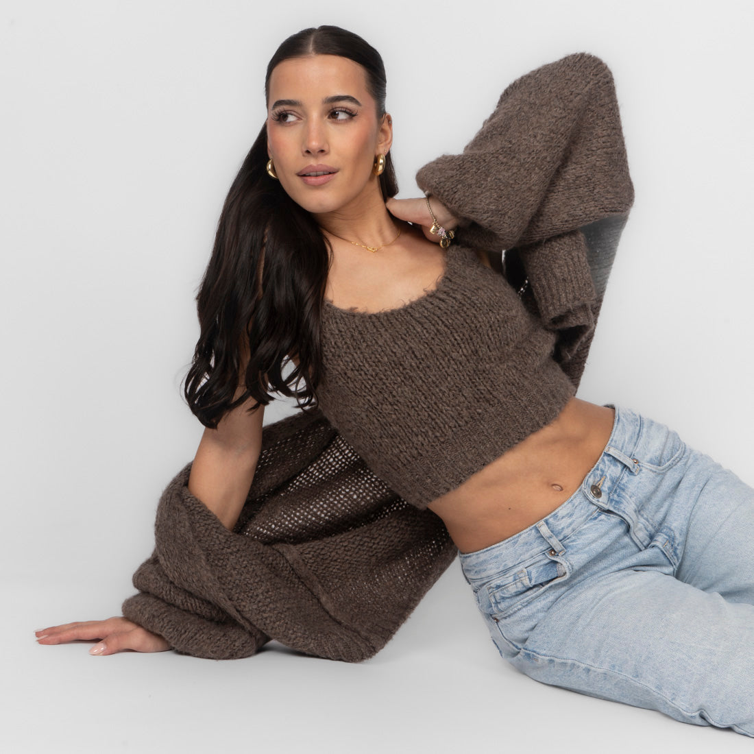 Conjunto de Punto Top Corto y Cárdigan Lara