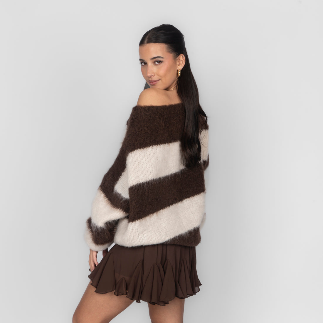 Jersey Hombros Descubiertos de Rayas Olivia