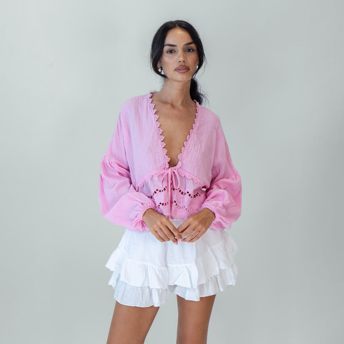 Blusa Boho con Bordado Calado Marisol