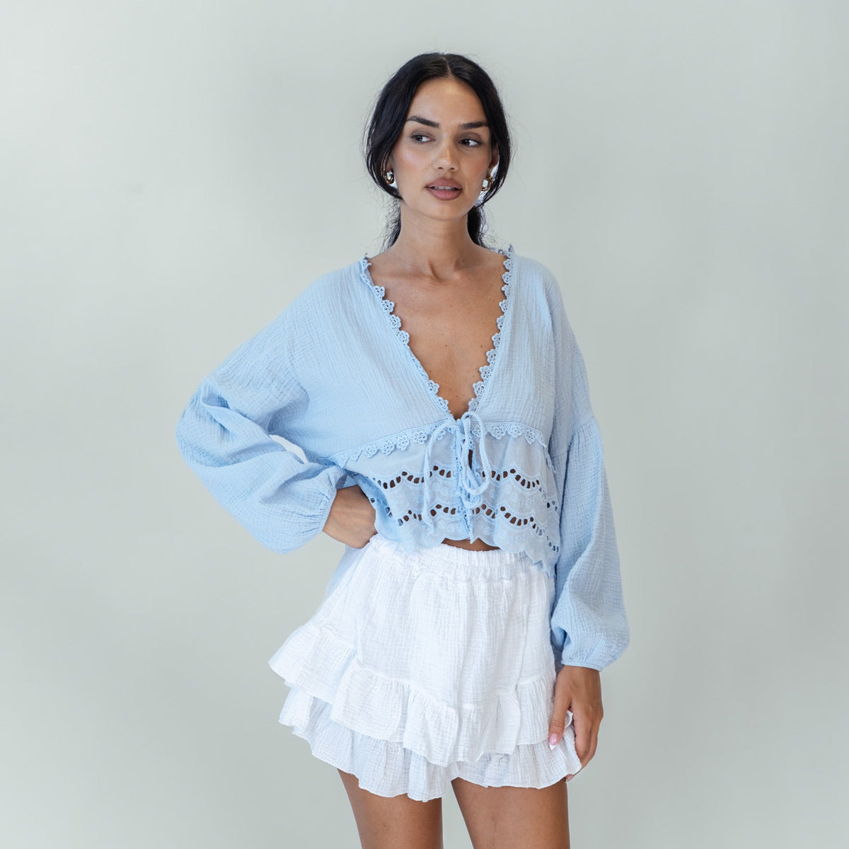 Blusa Boho con Bordado Calado Marisol