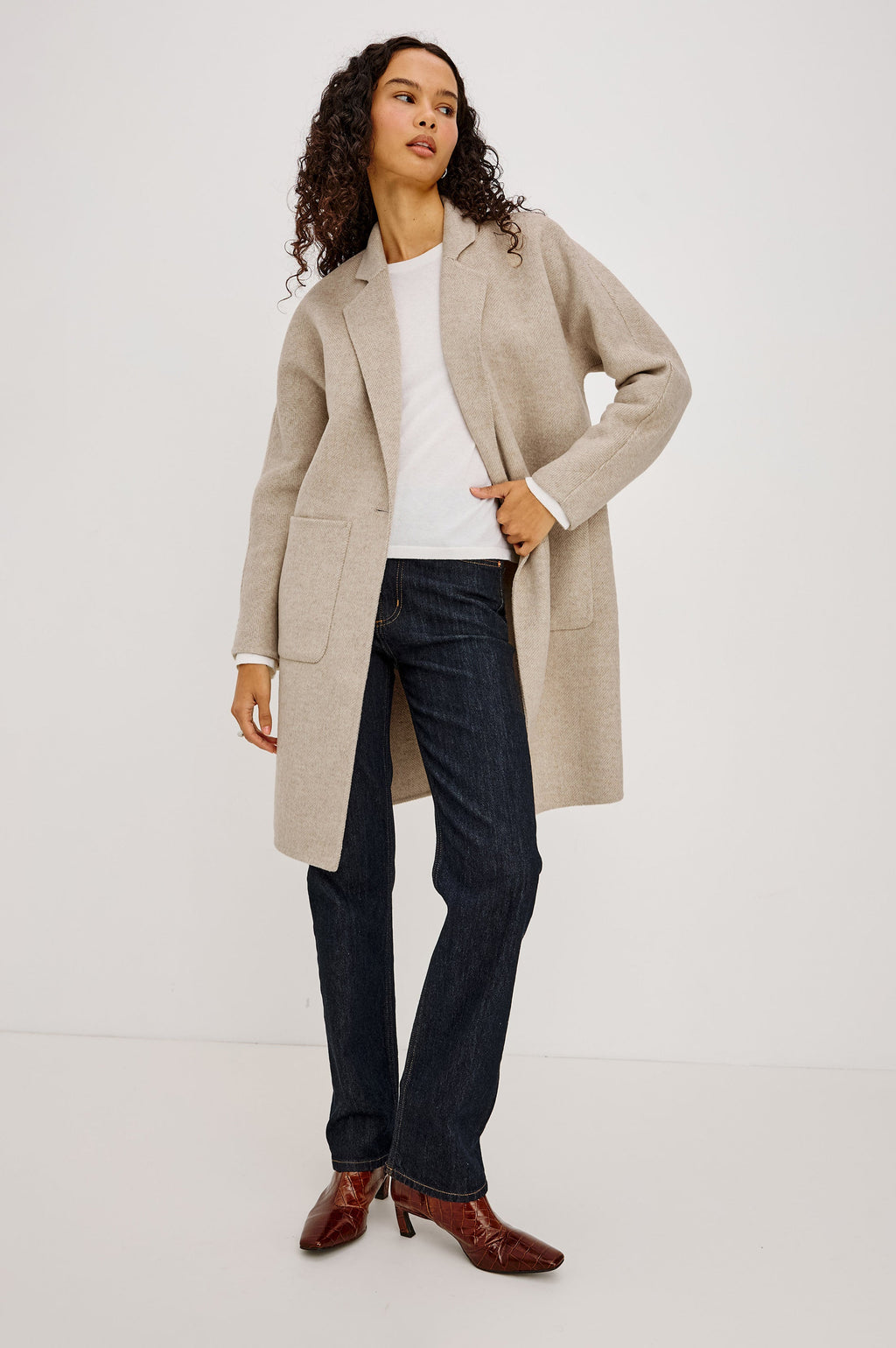 EVEREST COAT - OAT HERRINGBONE