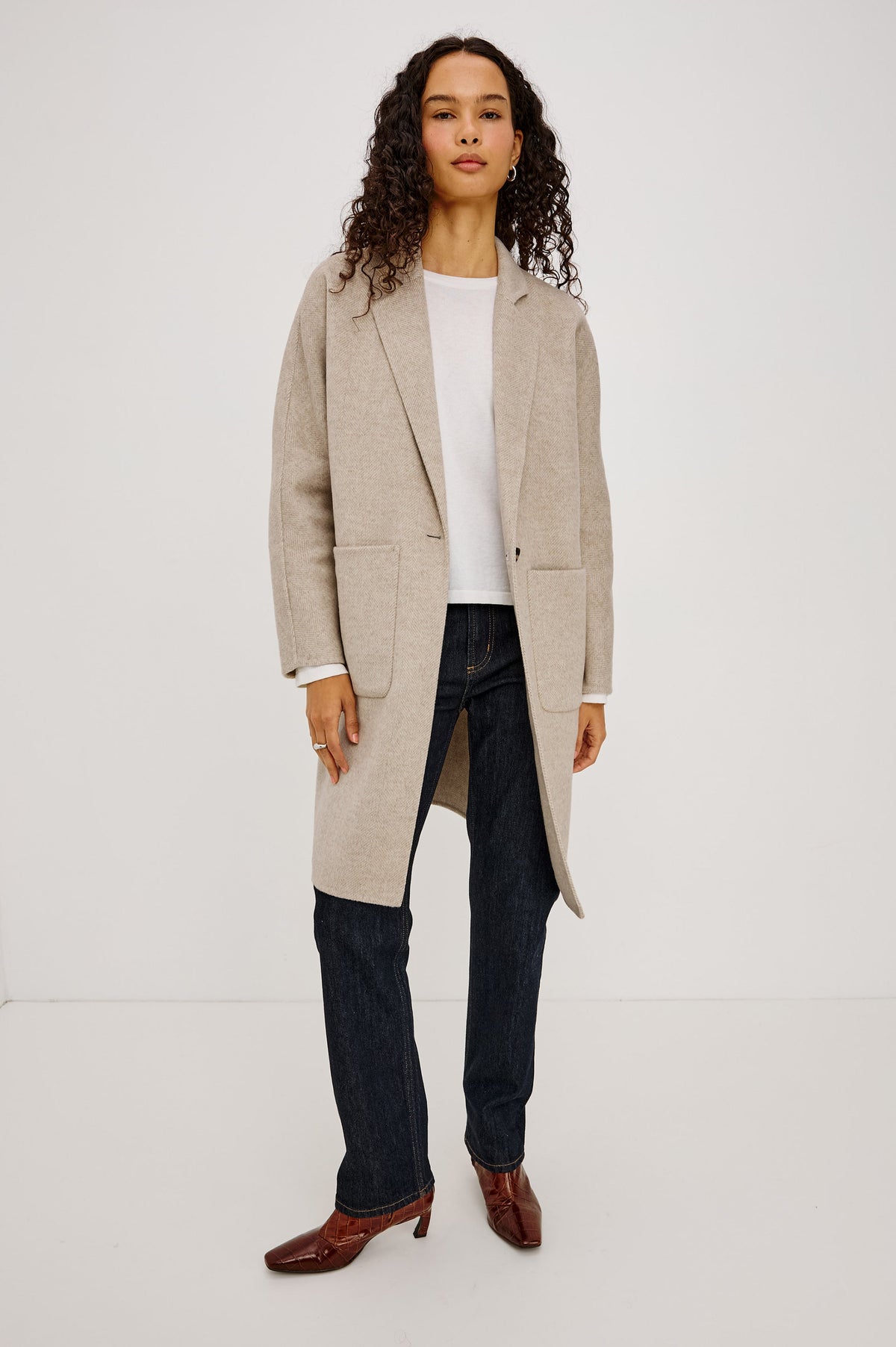 EVEREST COAT - OAT HERRINGBONE