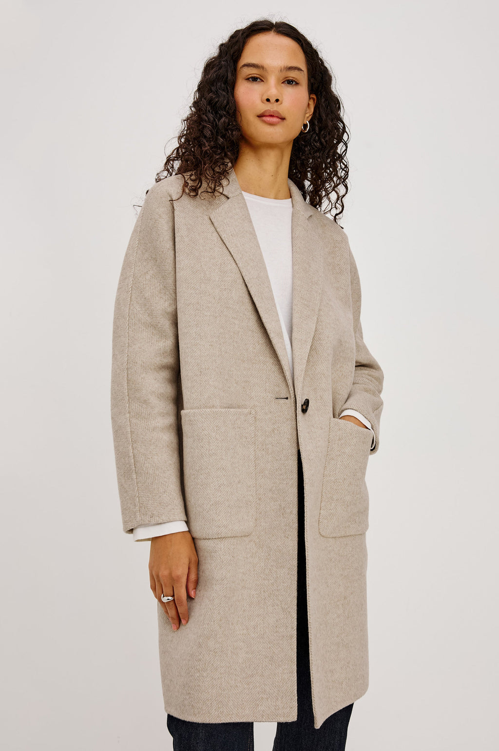 EVEREST COAT - OAT HERRINGBONE