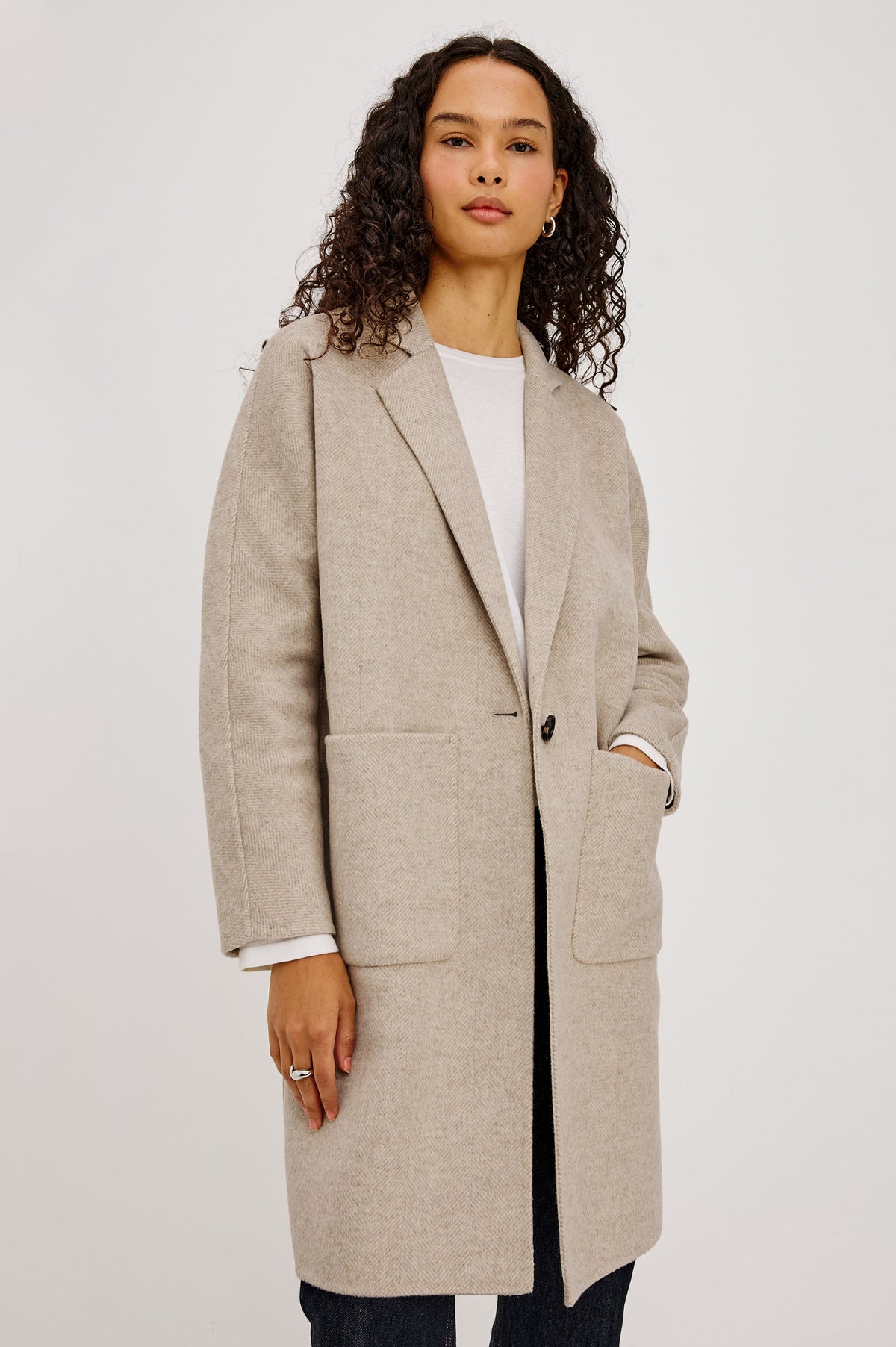 EVEREST COAT - OAT HERRINGBONE