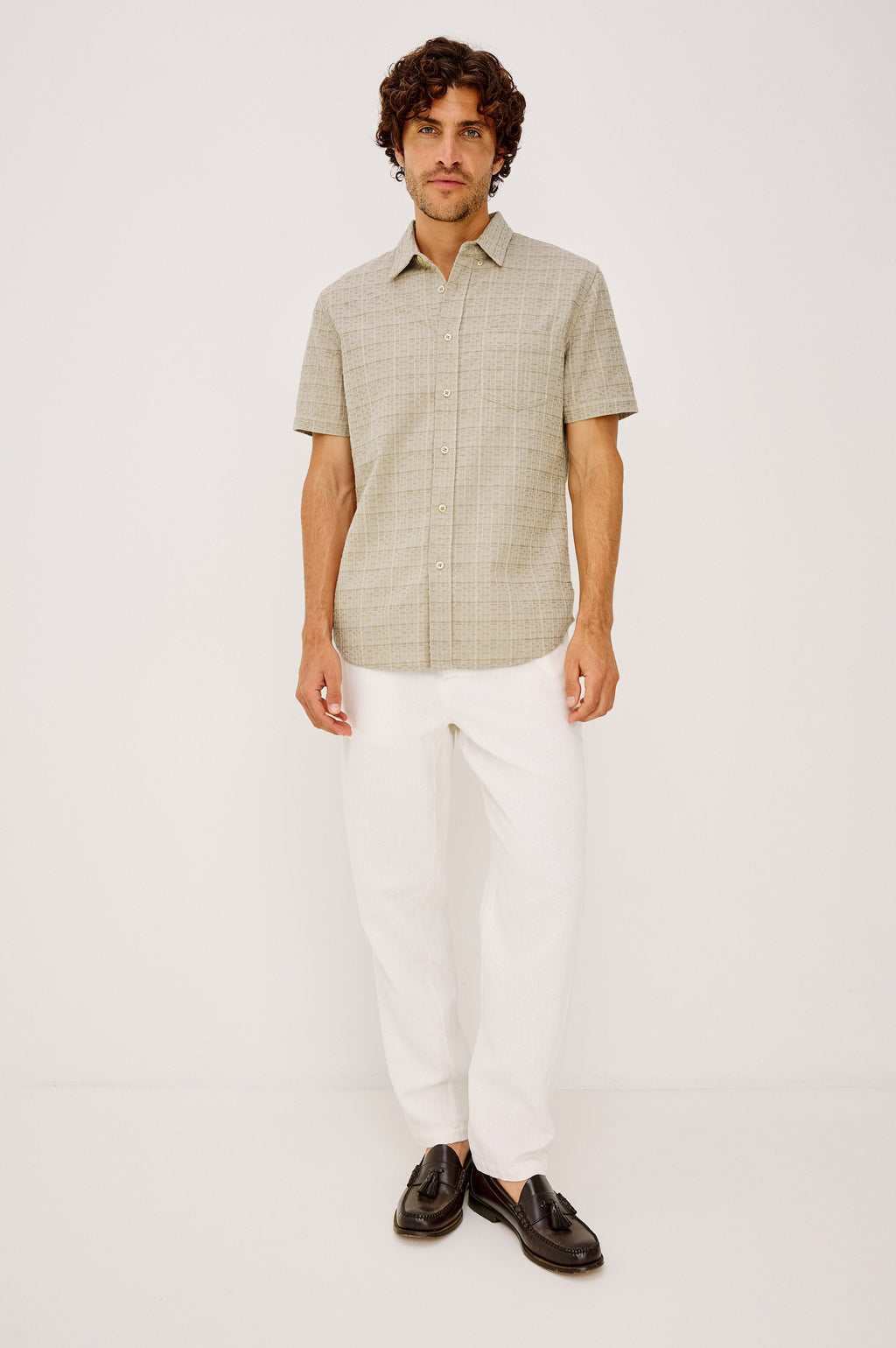 GAVIN SHIRT - TAUPE CREAM TWIST