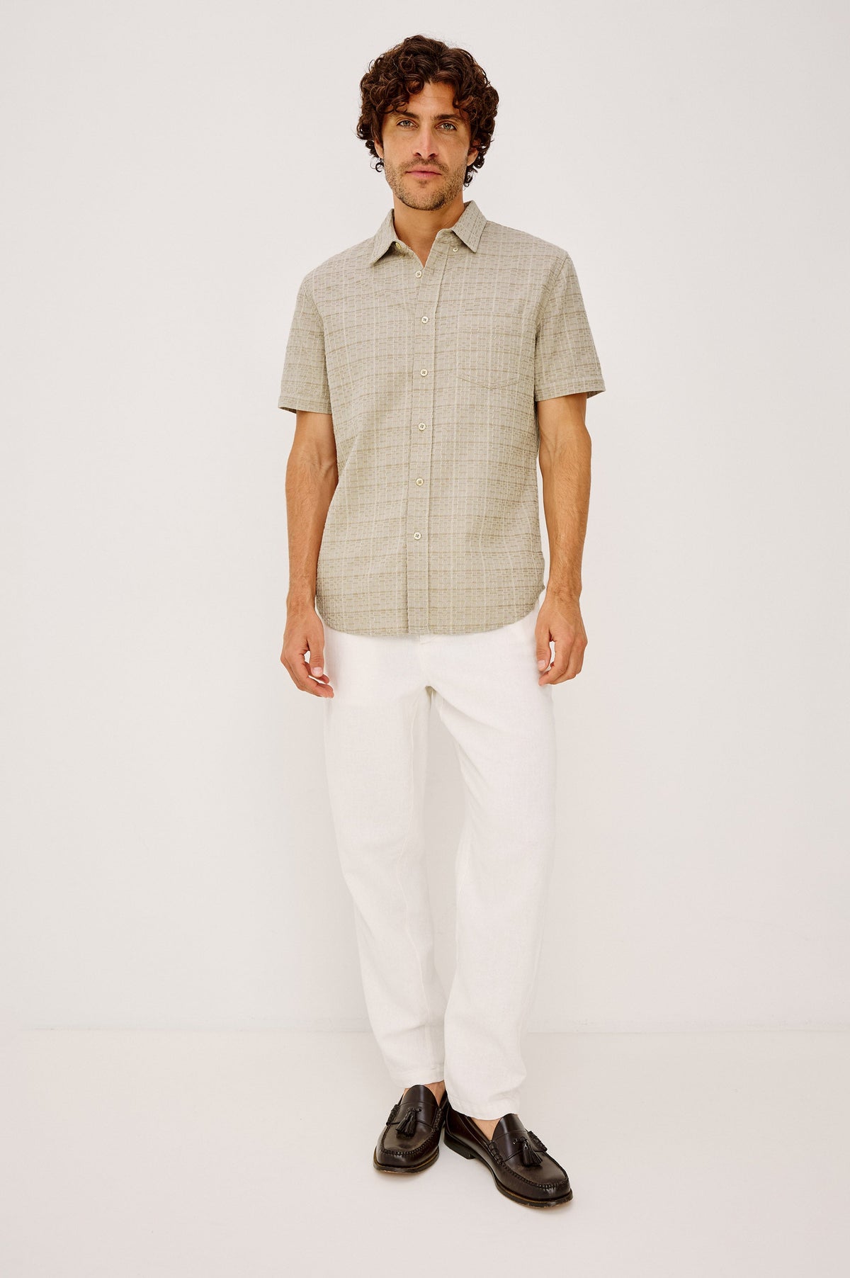 GAVIN SHIRT - TAUPE CREAM TWIST