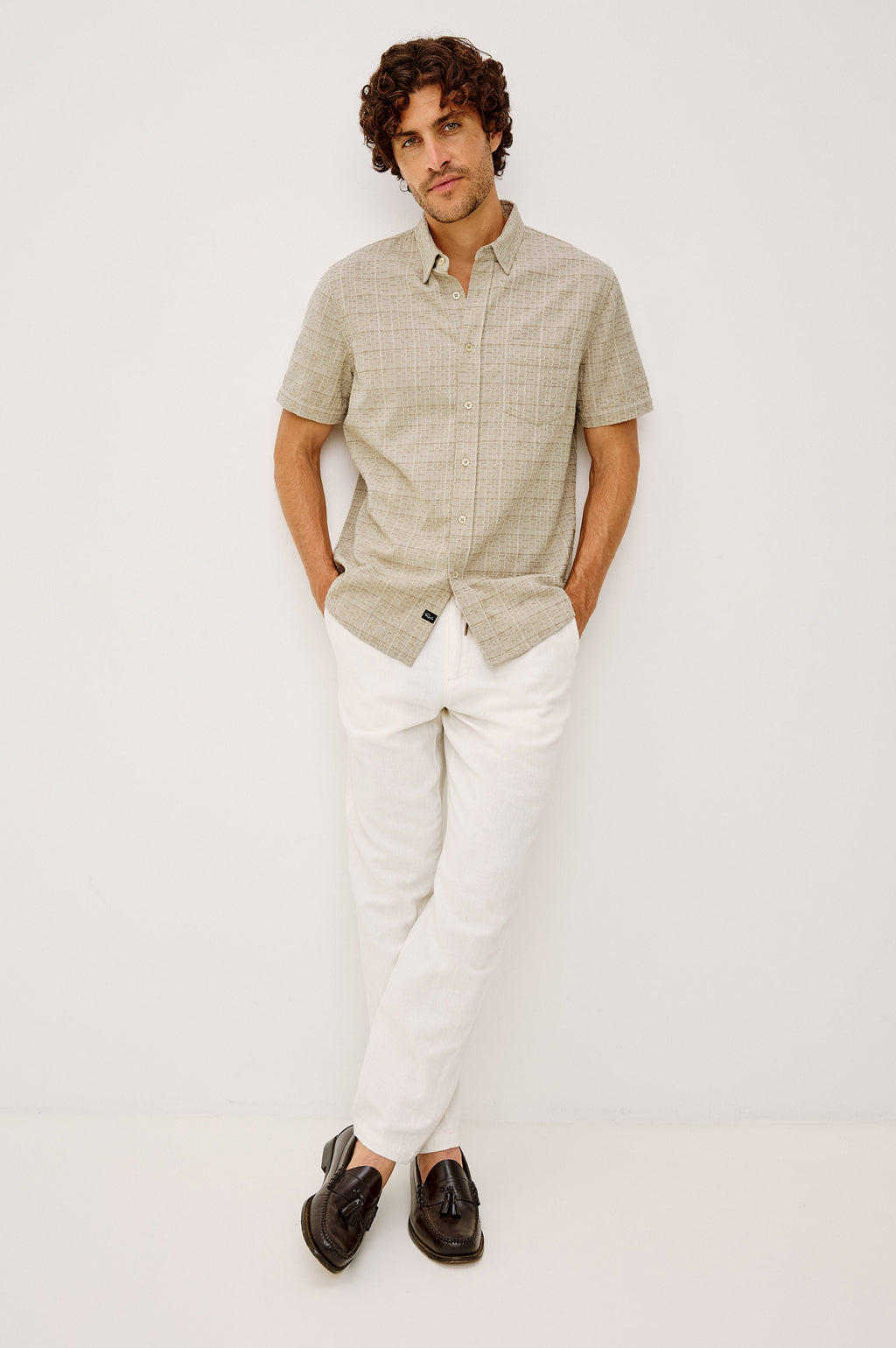 GAVIN SHIRT - TAUPE CREAM TWIST