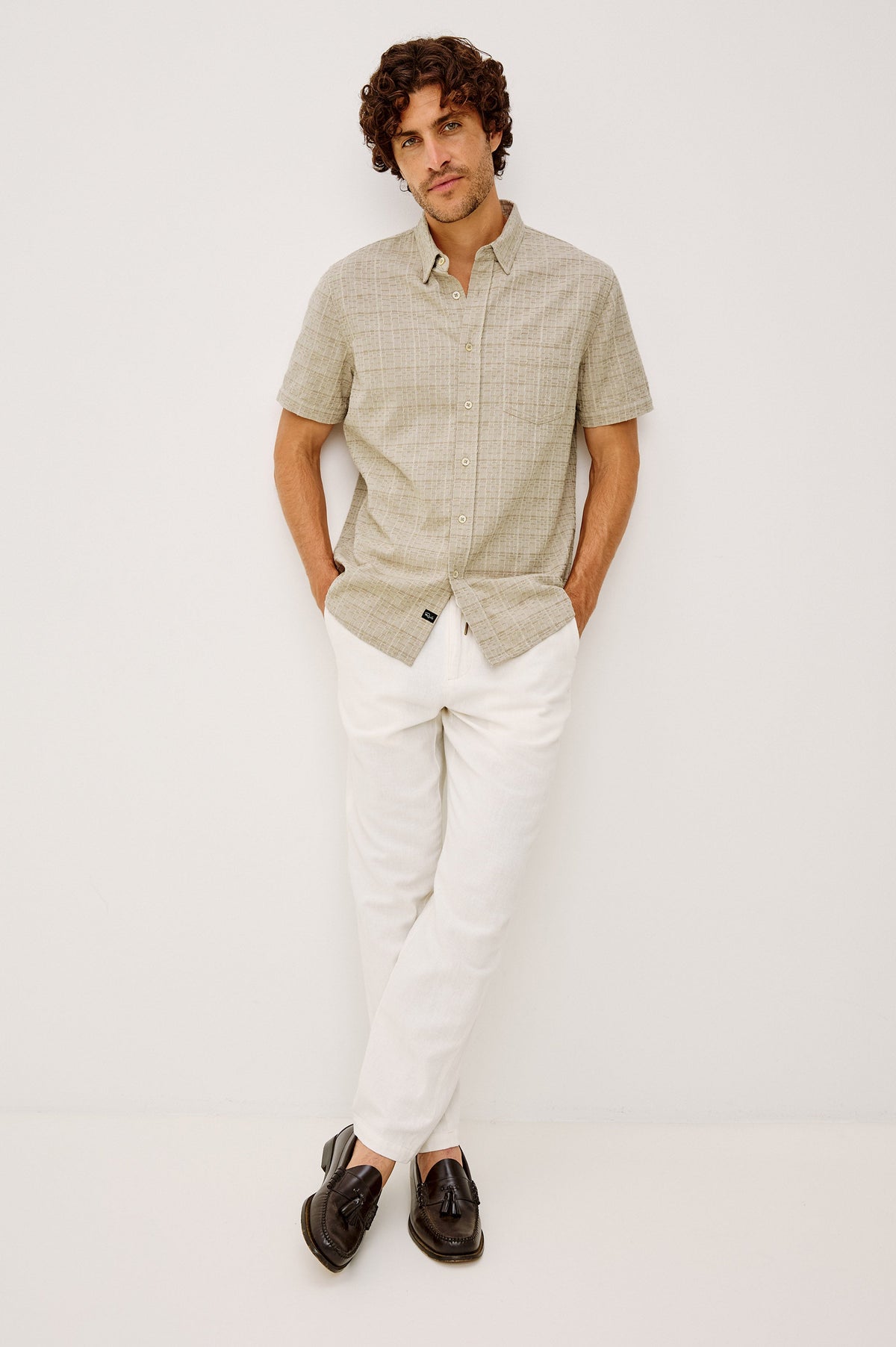GAVIN SHIRT - TAUPE CREAM TWIST