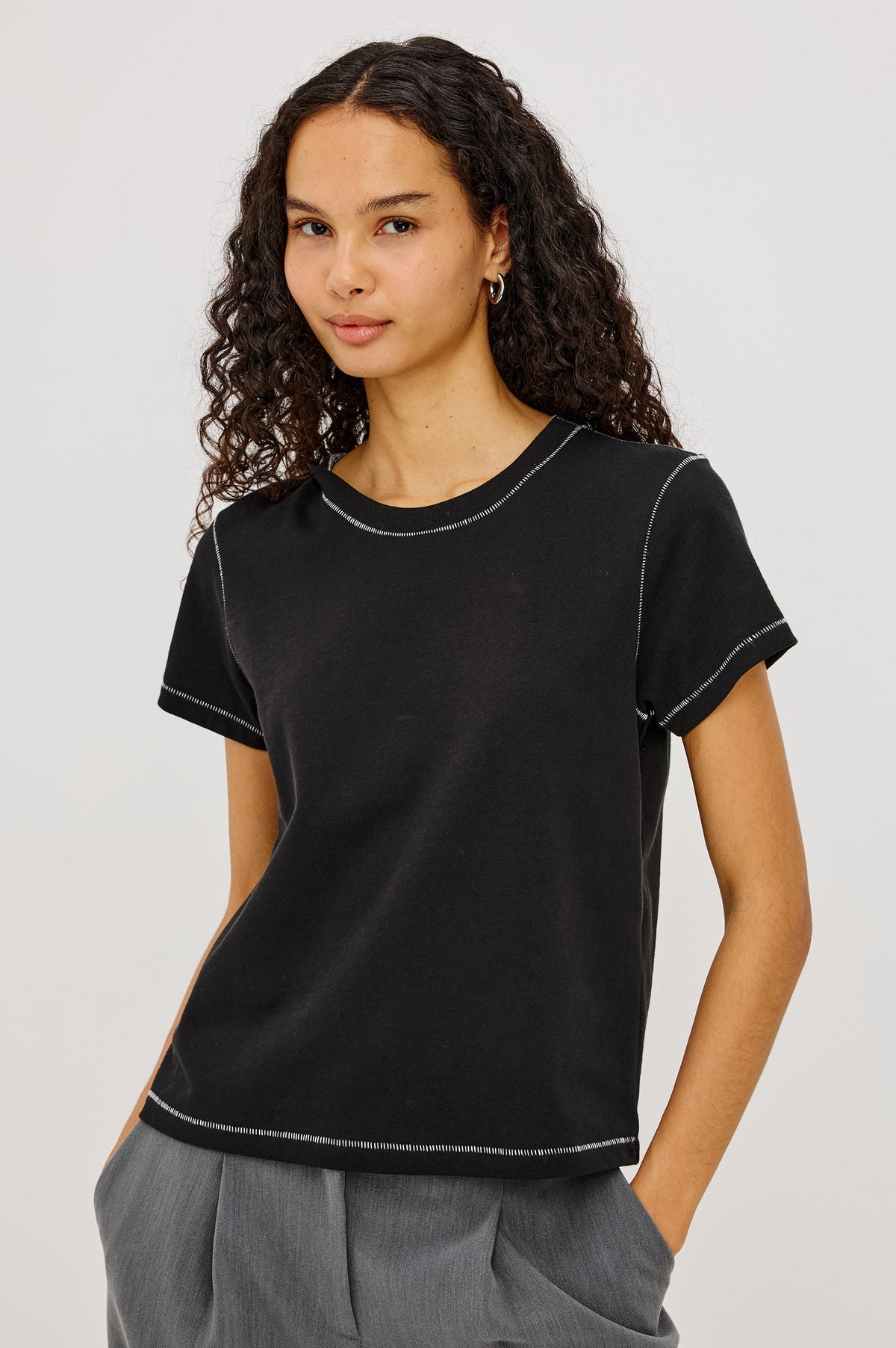 GIRLFRIEND T-SHIRT - BLACK CONTRAST STITCH