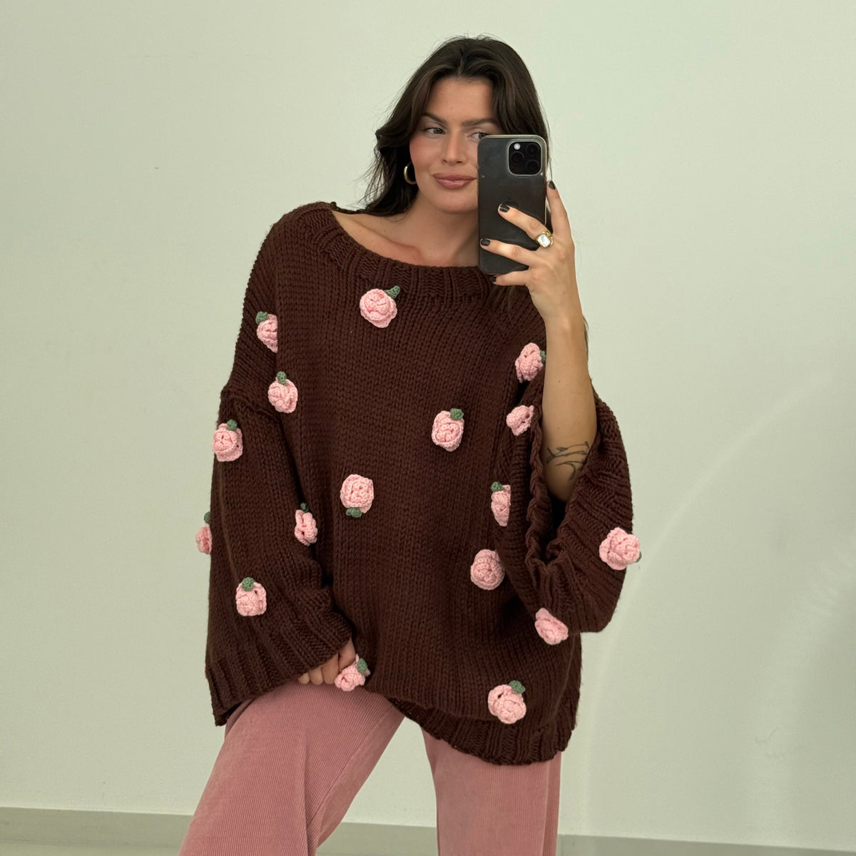 Jersey con Rosas en Relieve Camelia