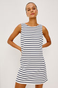 KAYLEE DRESS - IVORY NAVY STRIPE