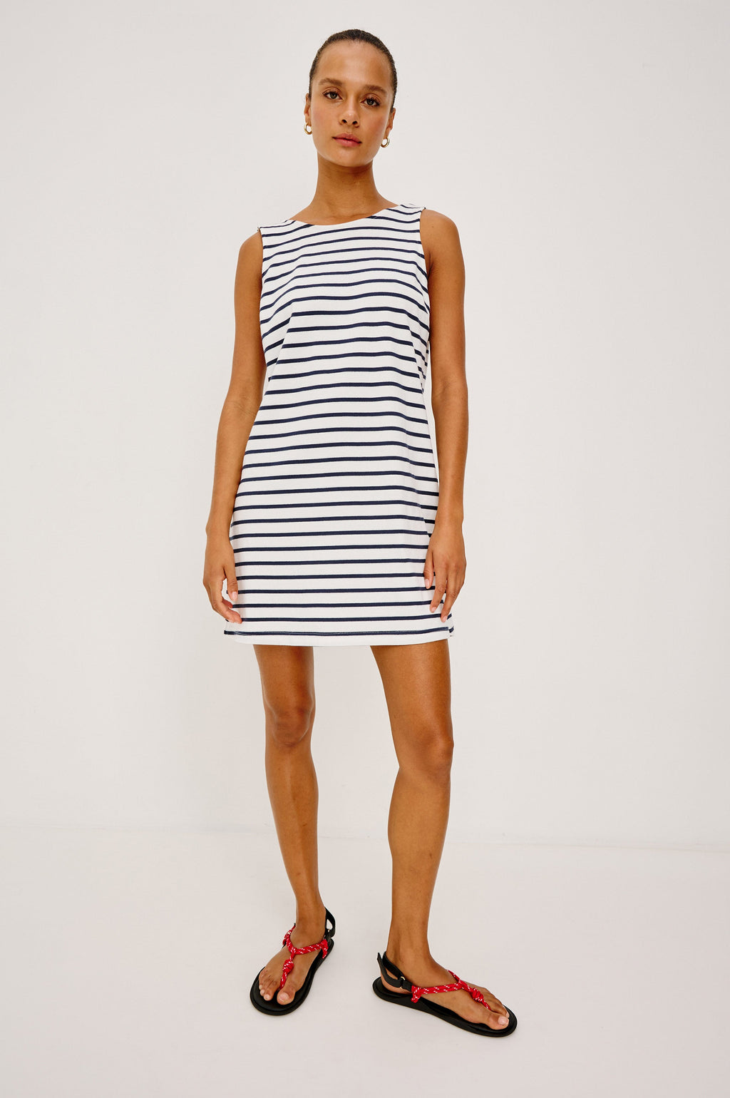 KAYLEE DRESS - IVORY NAVY STRIPE