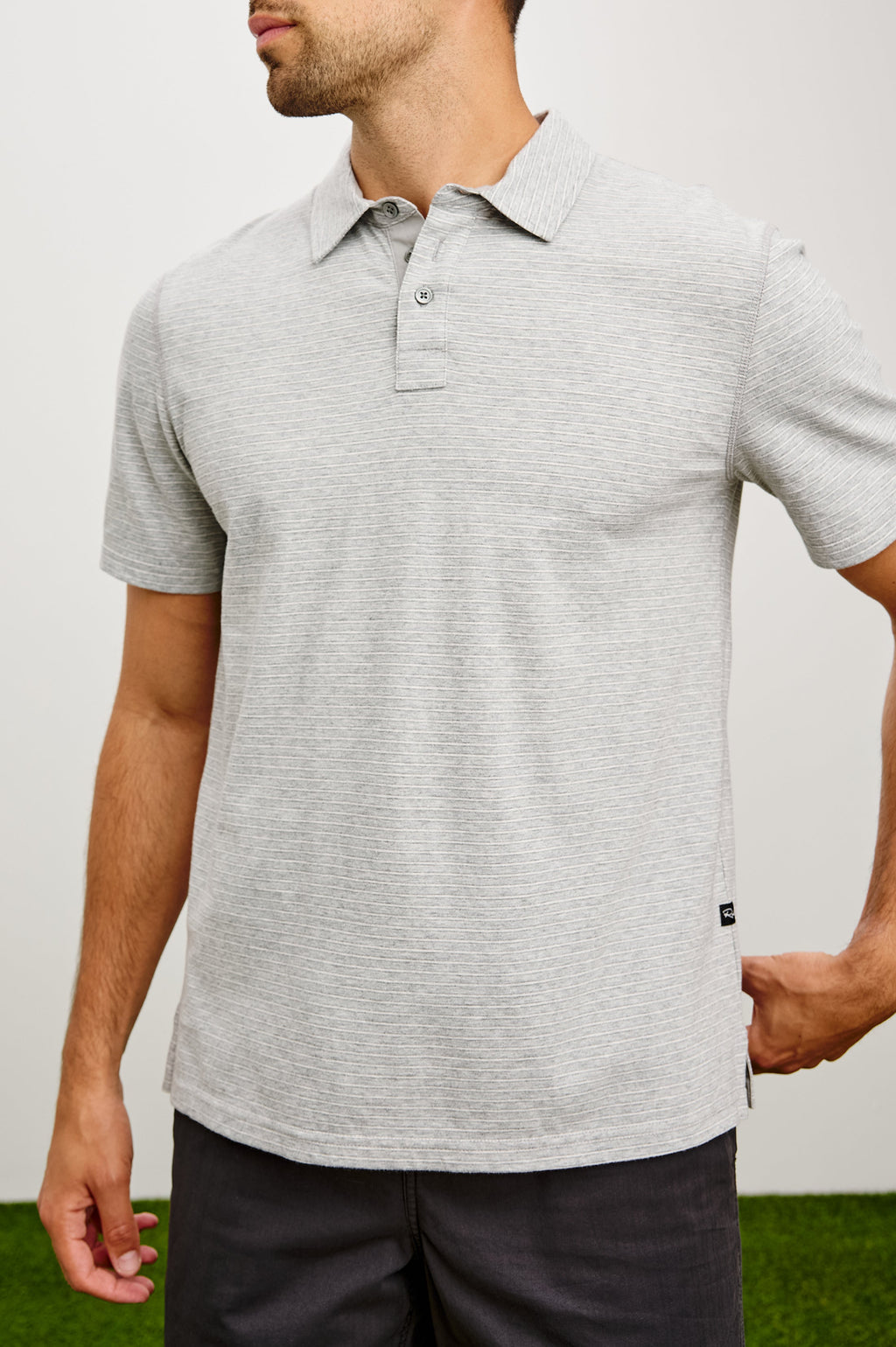 MERCED GOLF POLO SHIRT - HEATHER GREY STRIPE
