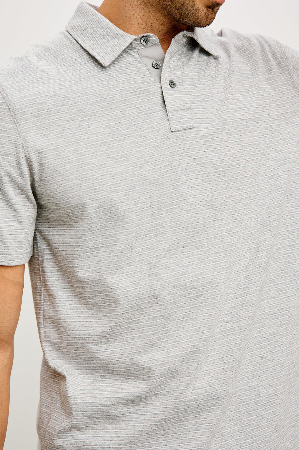 MERCED GOLF POLO SHIRT - HEATHER GREY STRIPE