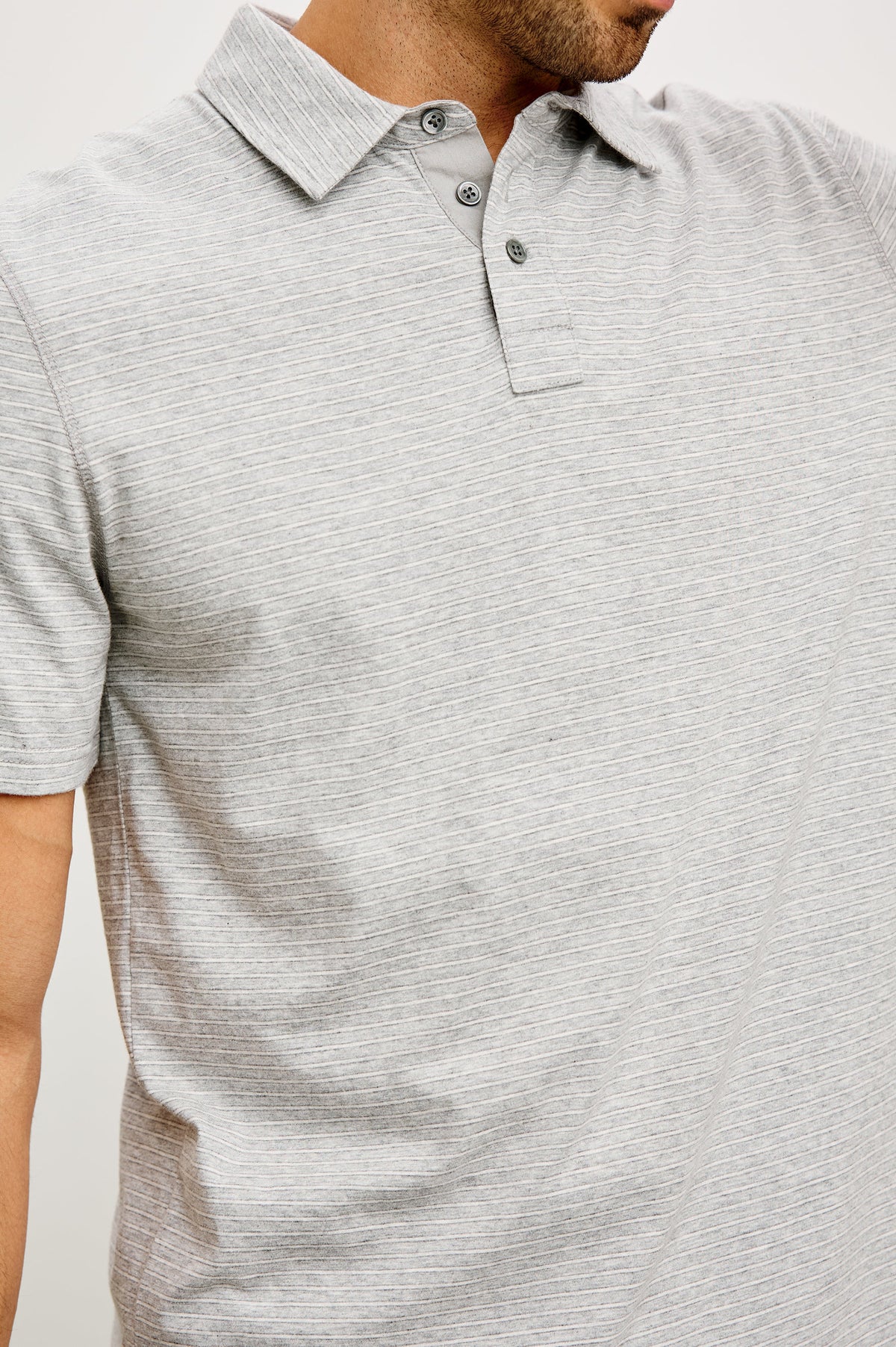 MERCED GOLF POLO SHIRT - HEATHER GREY STRIPE