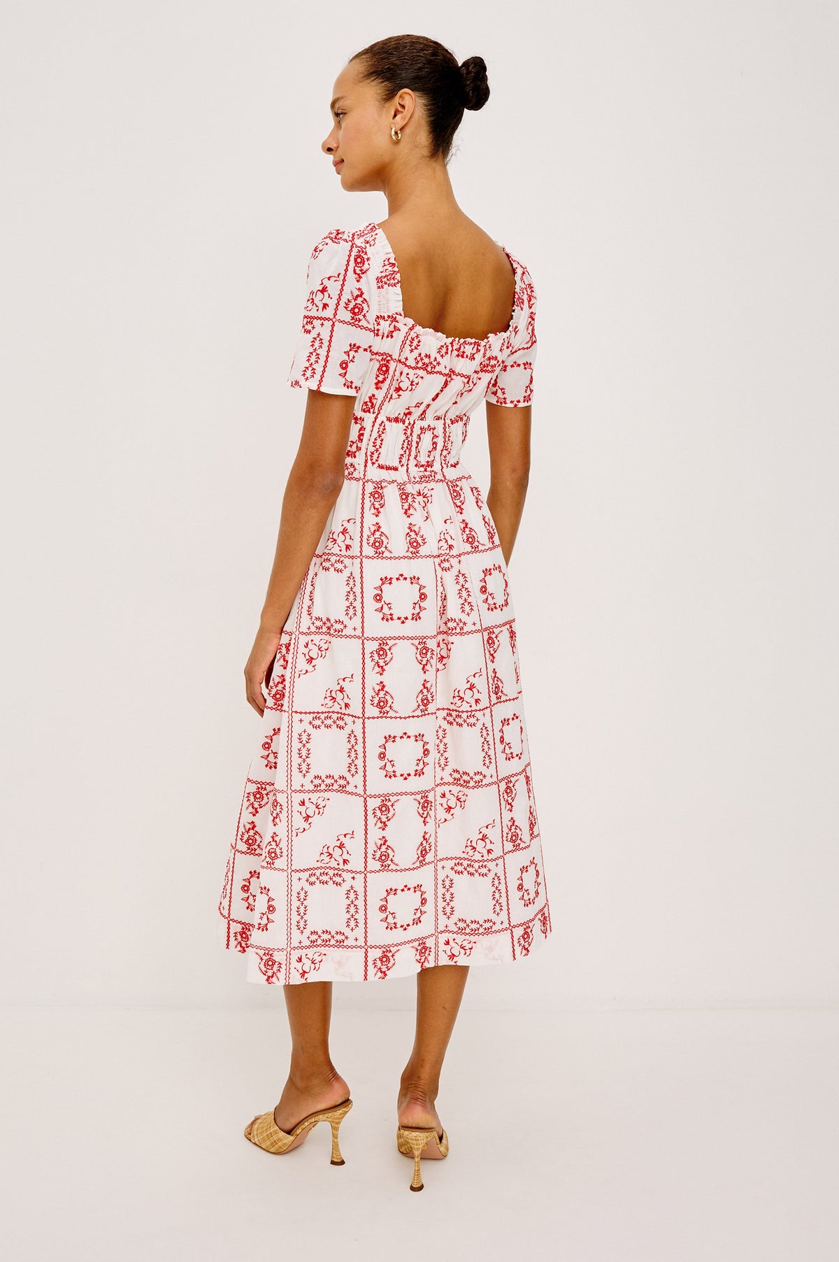NANETTE DRESS - IVORY RED HANDKERCHIEF