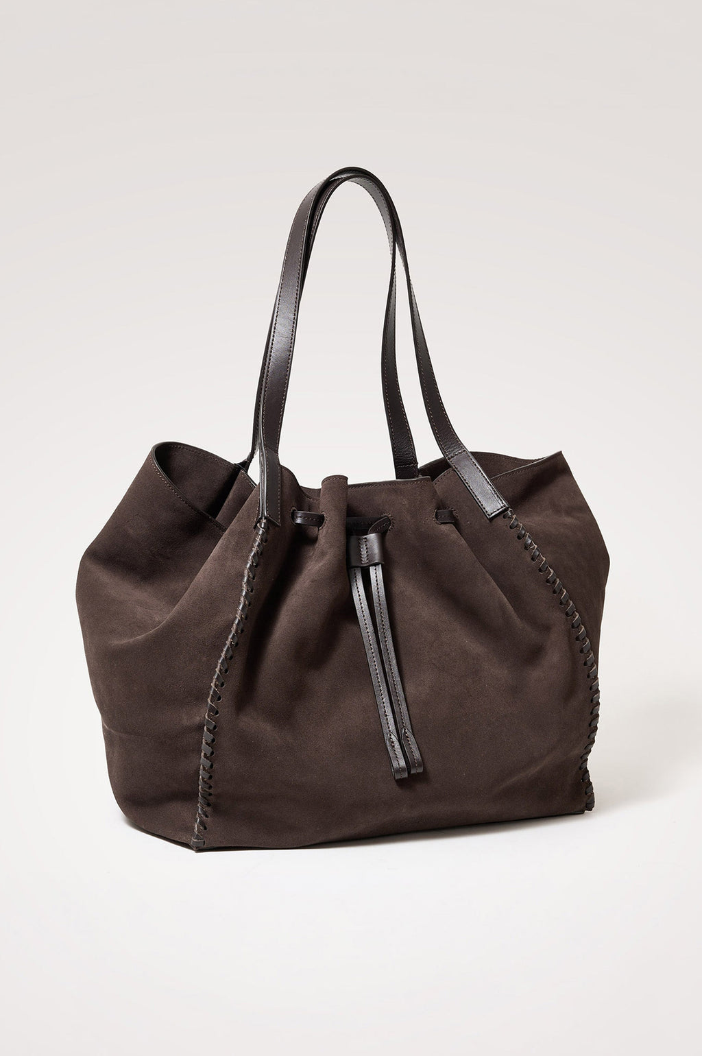 PRATO BUCKET TOTE  - DARK BROWN SUEDE