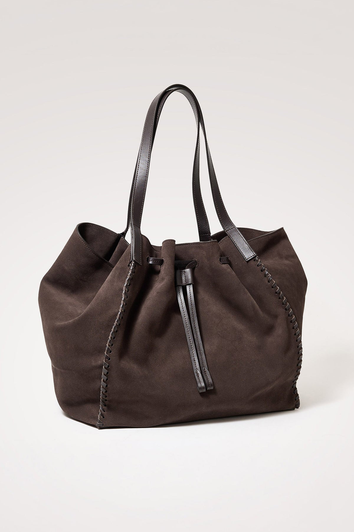PRATO BUCKET TOTE  - DARK BROWN SUEDE