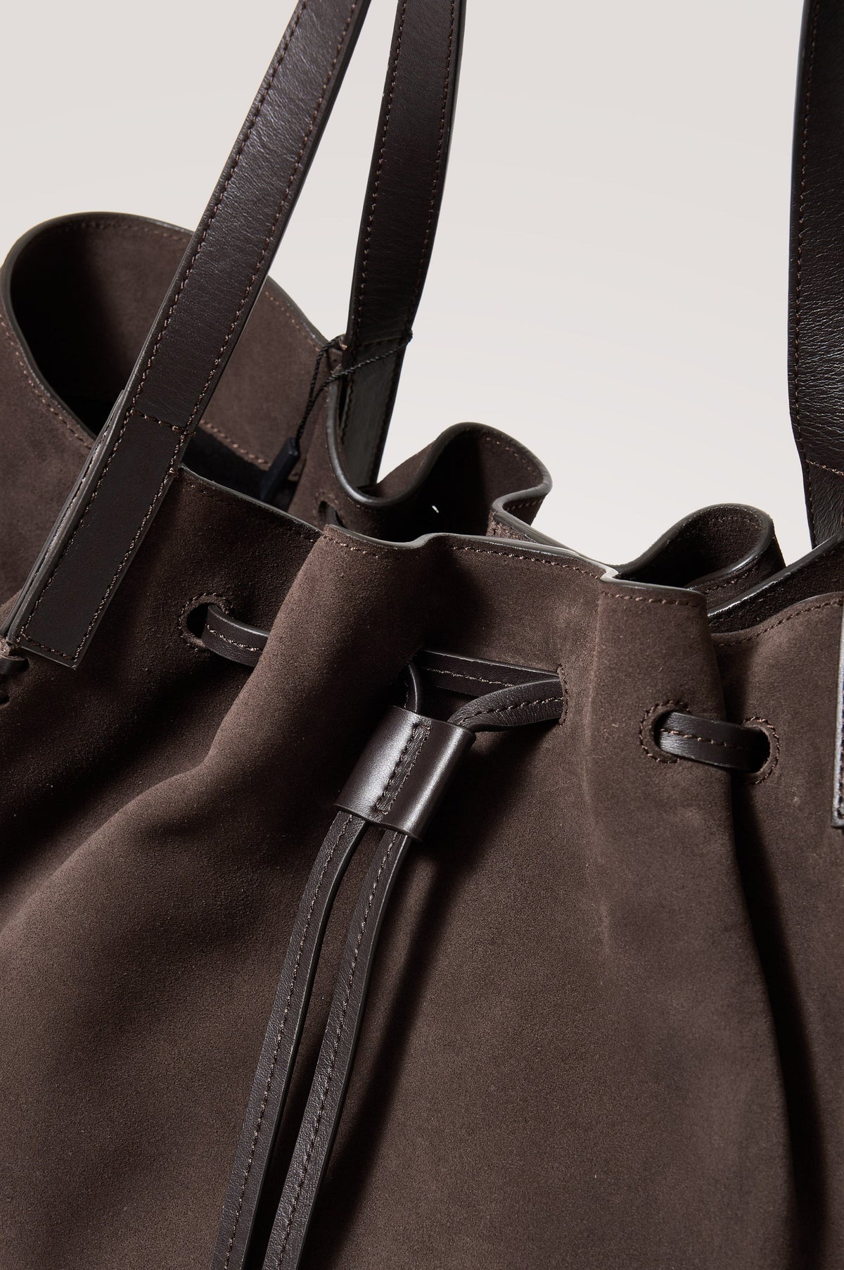 PRATO BUCKET TOTE  - DARK BROWN SUEDE