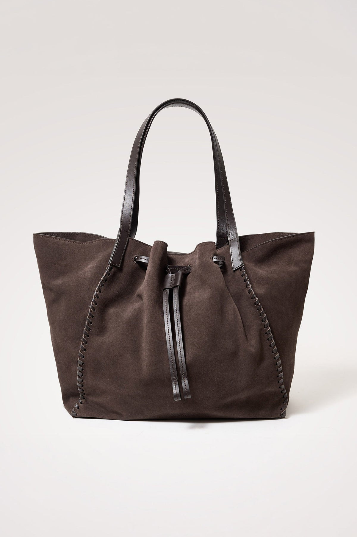 PRATO BUCKET TOTE  - DARK BROWN SUEDE