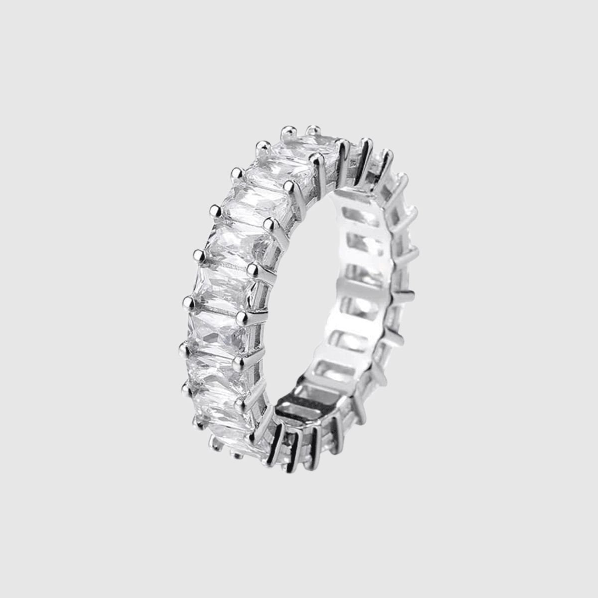 Anillo Alianza Ancha de Piedras Rectangulares
