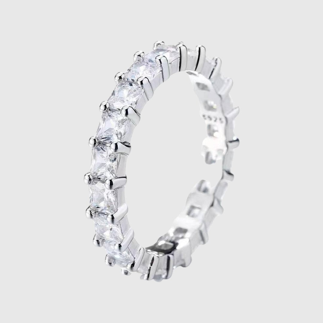 Anillo Alianza de Piedras Rectangulares en Fila