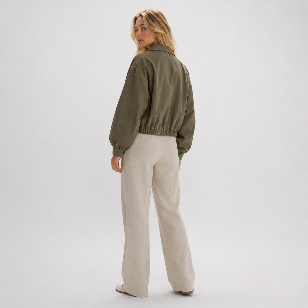 Bomber Collar Olive - vista trasera