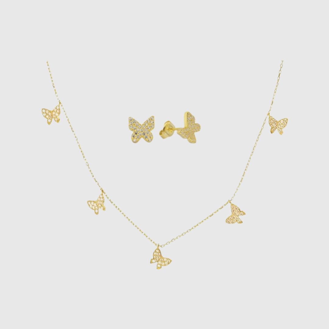 Set Collar y Pendientes de Mariposa