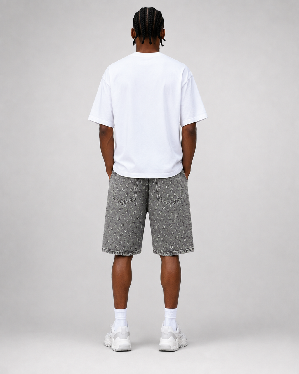 Embossed Denim Shorts