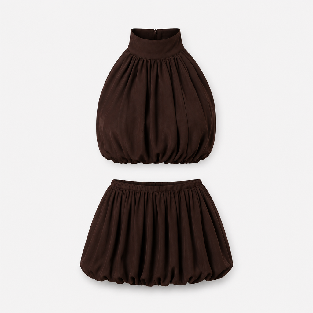Conjunto Halter Bubble chocolate - dos piezas