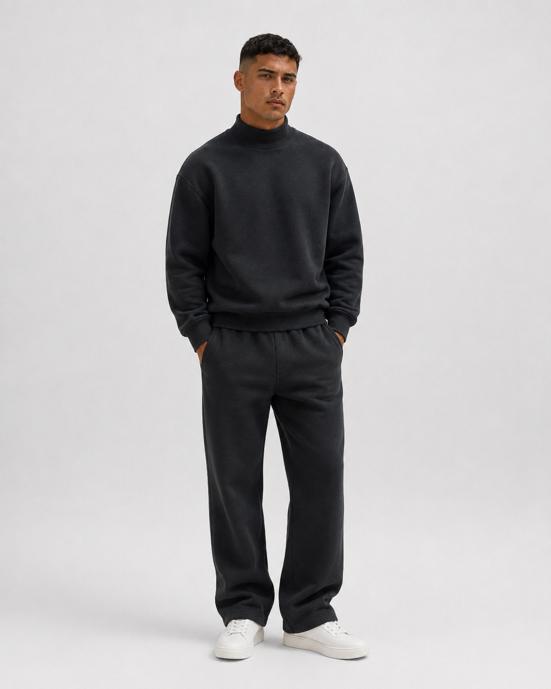 Conjunto relaxed fleece negro para hombre VRS STYLE