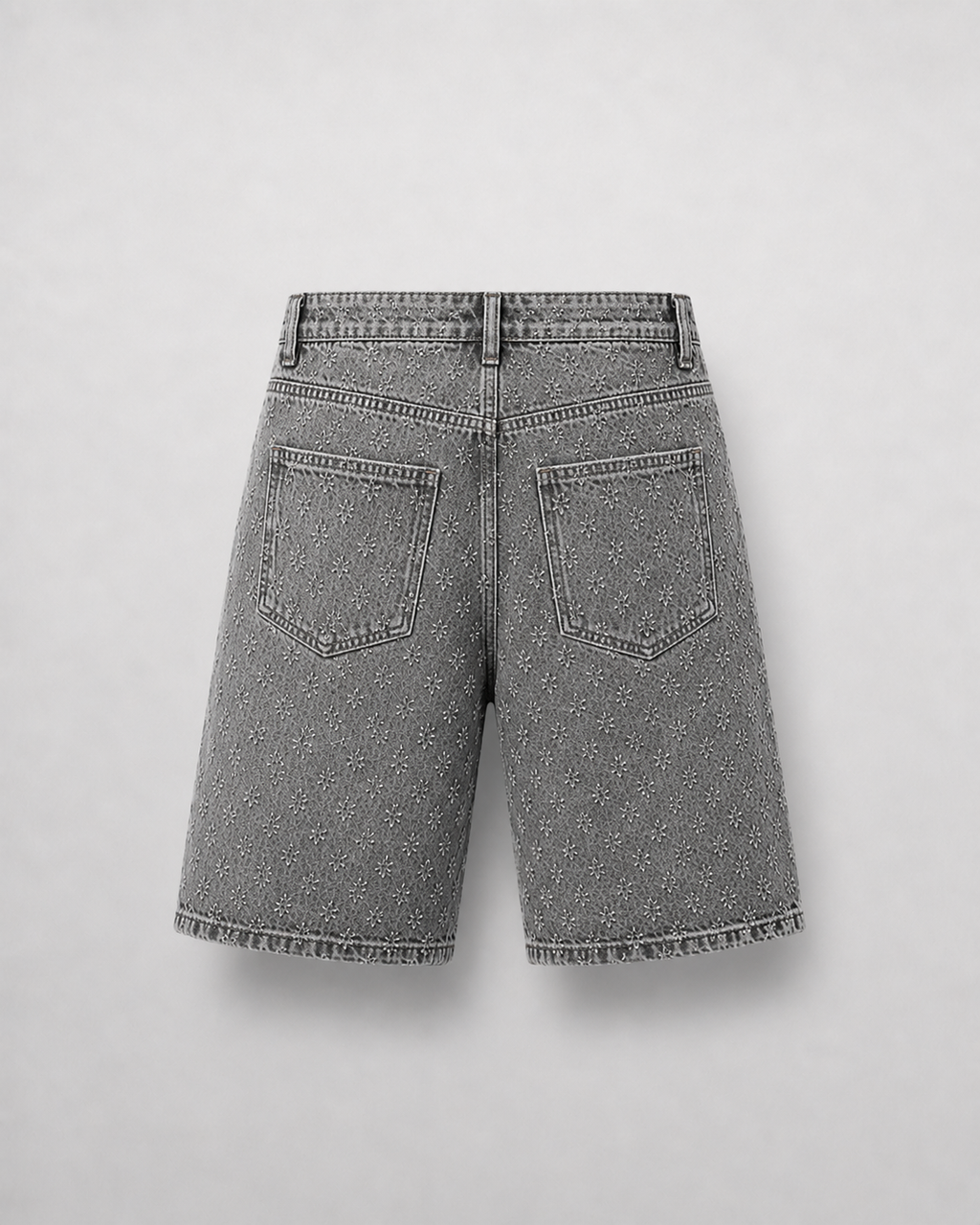 Embossed Denim Shorts