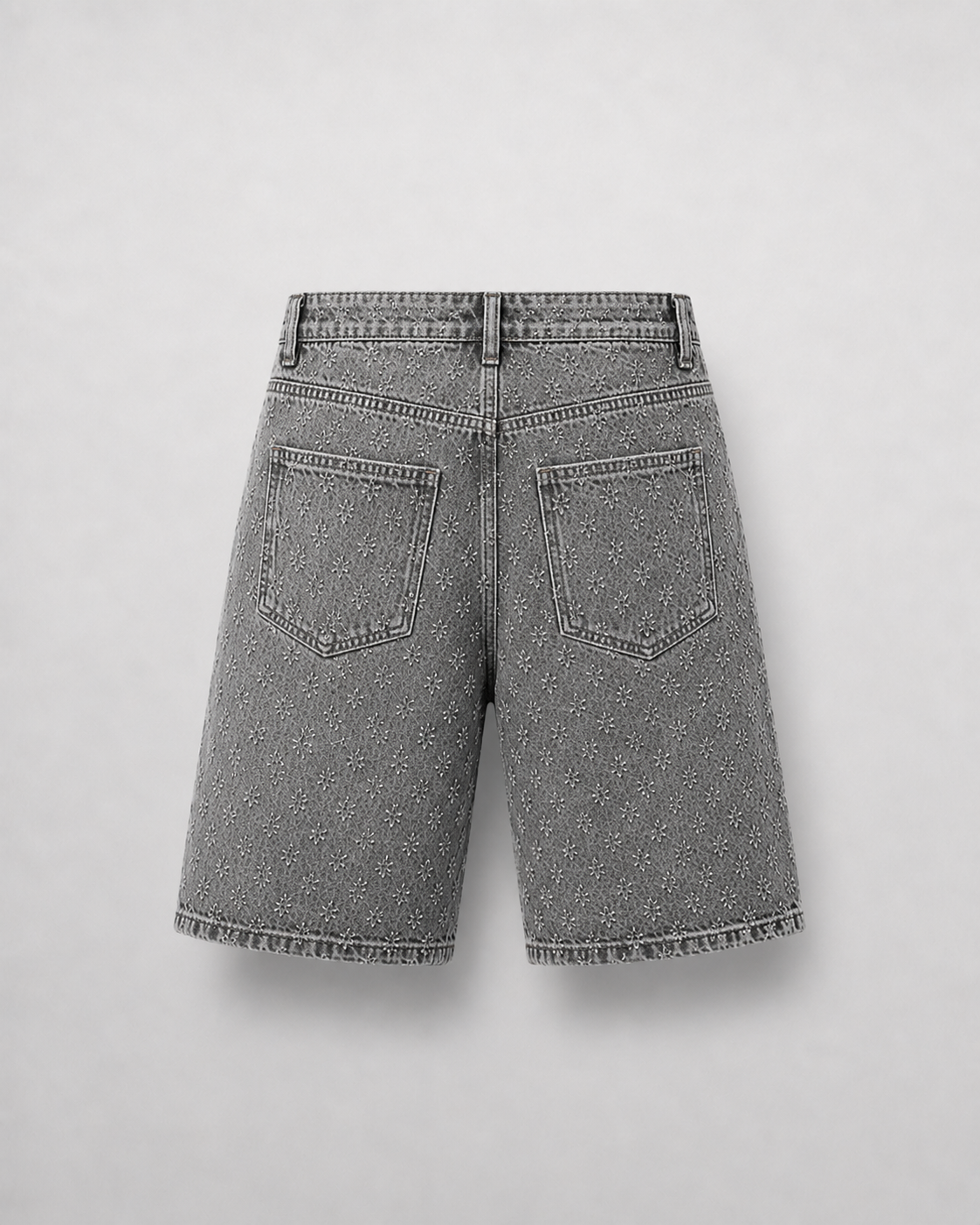 Embossed Denim Shorts
