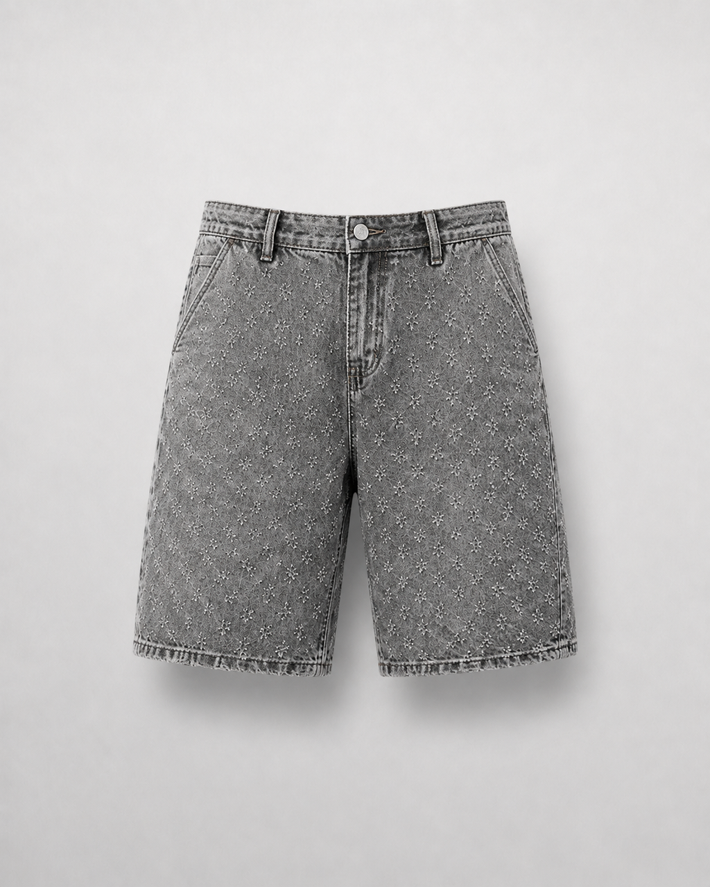 Embossed Denim Shorts