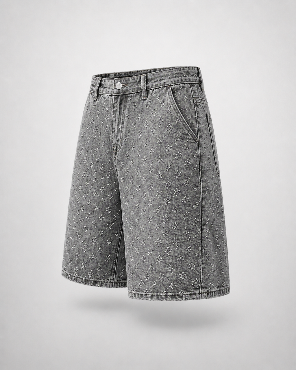 Embossed Denim Shorts